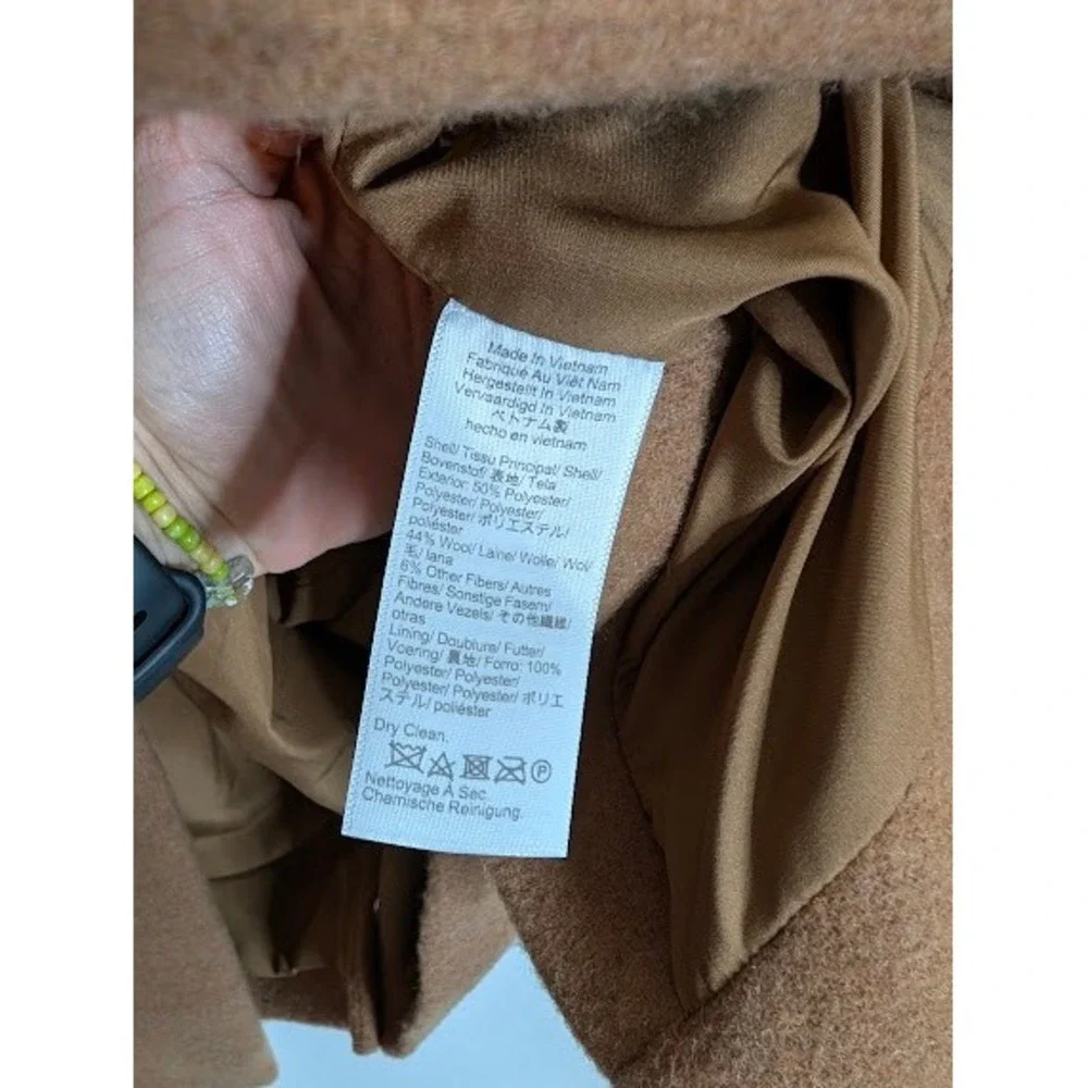 J. Crew Patch‎ Pocket Topcoat Women M Brown Camel Wool Blend Button Up Jacket